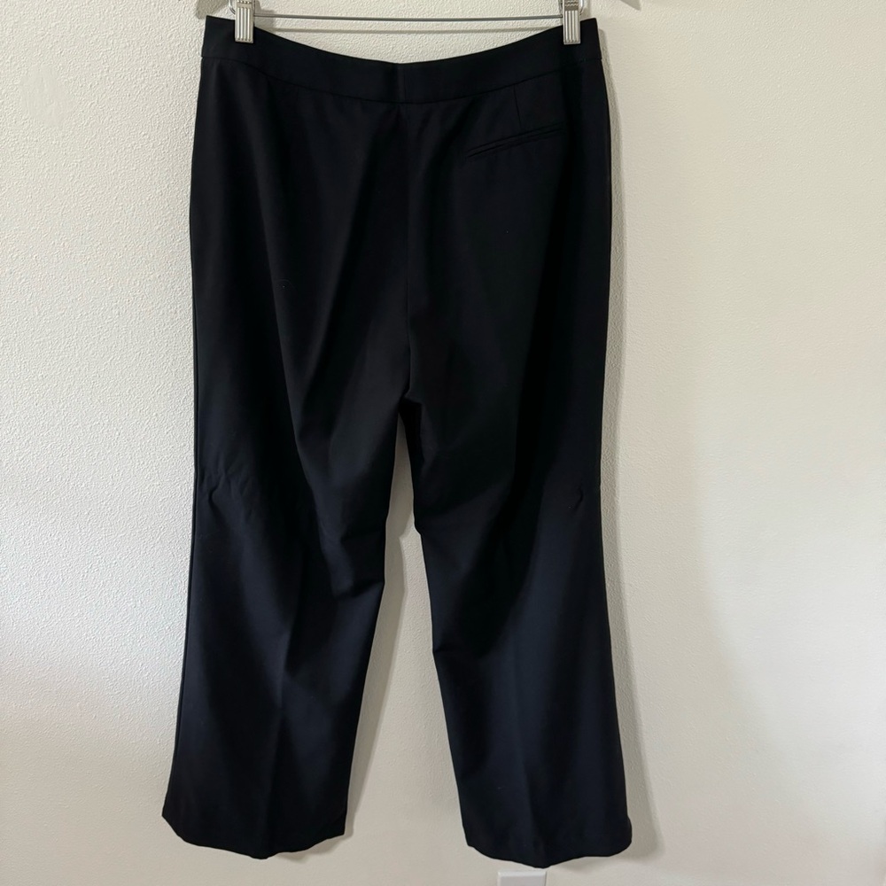 Lafayette 148 Stretch Wool Wide Leg High Rise Trousers Flat Front Black-12